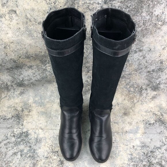 GH Bass & Co Women's Size 8M Noreen Black Leather Block Heel Knee High Boots - Picture 3 of 16